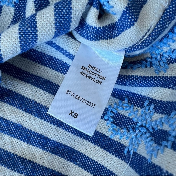 TUCKERNUCK sz XS NWOT Blue Stripe Mini Sullivan Embroidered Canvas Caftan - Picture 12 of 12